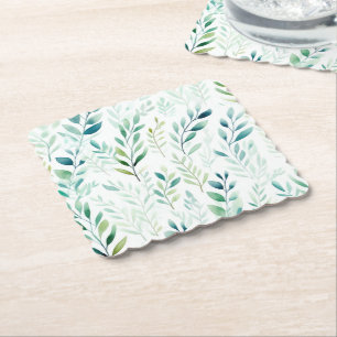 Dessous-de-verre En Papier Feuilles blancs verts
