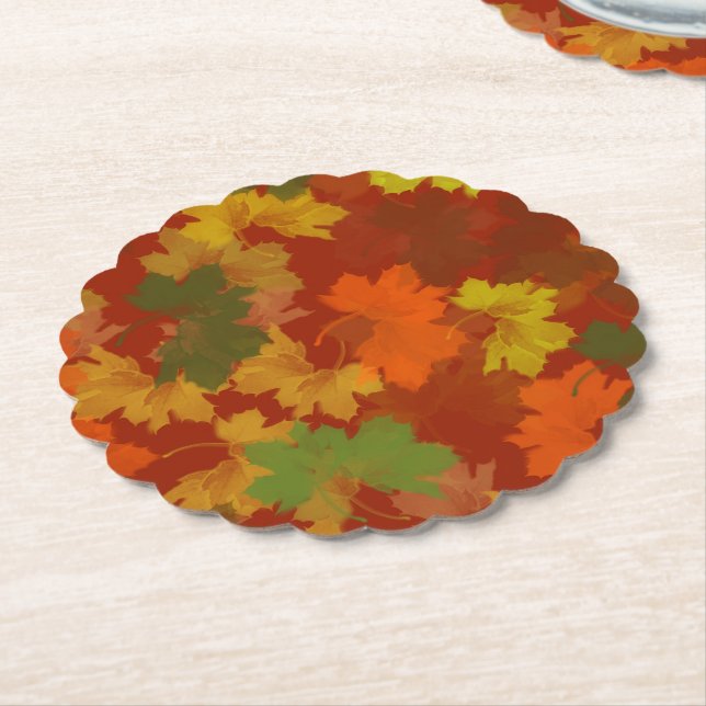 Dessous-de-verre En Papier Feuilles d'automne Action de grâce (Incliné)