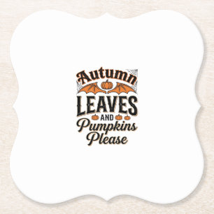 Dessous-de-verre En Papier Feuilles d'automne Citrouilles S'il vous plaît Vin