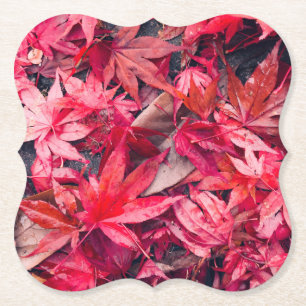 Dessous-de-verre En Papier Feuilles d'automne rouges