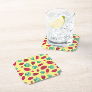 Dessous-de-verre En Papier Feuilles de pavot, cerise, fraise et pastèque