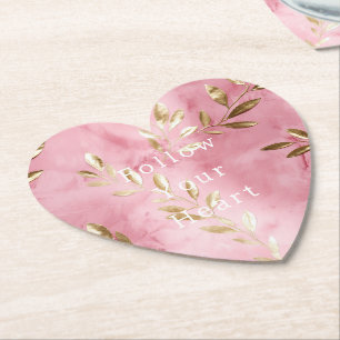 Dessous-de-verre En Papier Feuilles d'Or Rose