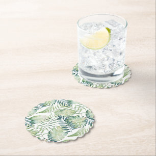 Dessous-de-verre En Papier Feuilles verts tropicaux