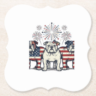 Dessous-de-verre En Papier Feux d'artifice de Bouledogue patriotique Gravure