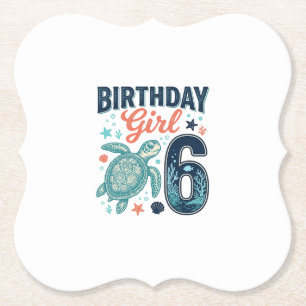 Dessous-de-verre En Papier Fille d'anniversaire 6 Tortue de mer Conception ve