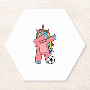 Dessous-de-verre En Papier Fille de football Femmes Football Licorne Ballon d