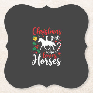 Dessous-de-verre En Papier Fille de Noël qui aime les chevaux