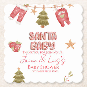 Dessous-de-verre En Papier Fille de Père Noël Garçon Vacances Baby Shower