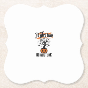 Dessous-de-verre En Papier Fille d'Halloween sans costume Citrouille vintage_