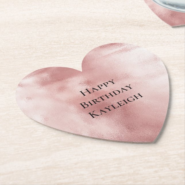 Dessous-de-verre En Papier Fille Glam Rose Foncé Anniversaire (Incliné)