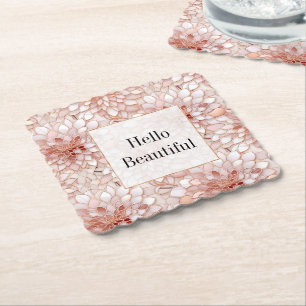 Dessous-de-verre En Papier Fille Glam Rose Rose Or Floral