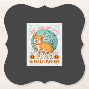 Dessous-de-verre En Papier Fille qui aime les citrouilles d'Halloween corgi c