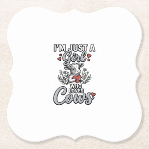 Dessous-de-verre En Papier Fille qui aime les vaches Design de chemise de vac