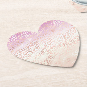 Dessous-de-verre En Papier Fille rose Peach Glam Empreinte de léopard Ombre T