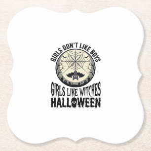 Dessous-de-verre En Papier Filles comme sorcières Halloween Design Vector Vin