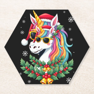 Dessous-de-verre En Papier Filles Garçons Licorne de Noël Xmas Santa Mignons