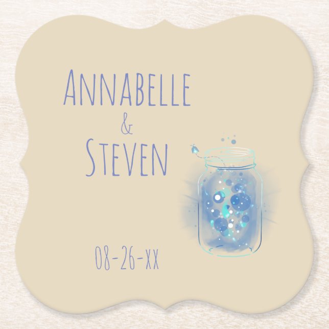 Dessous-de-verre En Papier Fireflies en Jar Classique personnalisée (Devant)