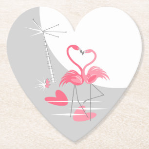 Dessous-de-verre En Papier Flamant rose Amour Grande Lune dessous de verre co