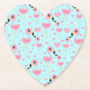 Dessous-de-verre En Papier Flamant rose Baby shower mignon Tropical