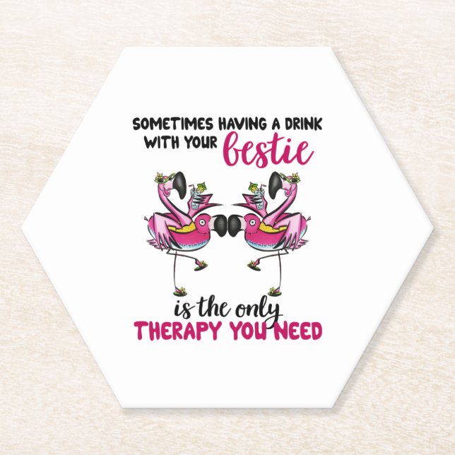 Dessous-de-verre En Papier Flamant rose est mon ami (Devant)