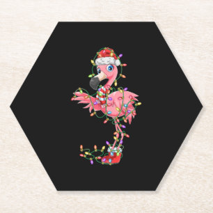 Dessous-de-verre En Papier Flamant rose Noël Cadeau Noël Lumières Père Noël C