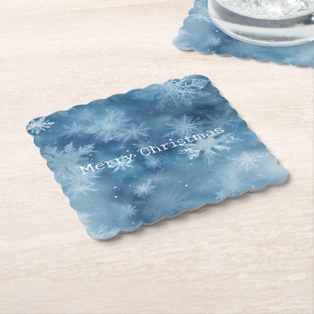 Dessous-de-verre En Papier Flambeaux blancs d'hiver Noël (Incliné)