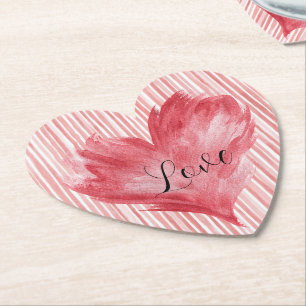 Dessous-de-verre En Papier Flamme d'amour à cœur rouge