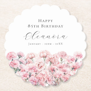 Dessous-de-verre En Papier Fleur d'anniversaire de janvier Carnation rose 85e
