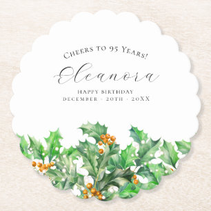 Dessous-de-verre En Papier Fleur de naissance de décembre pour 95e anniversai