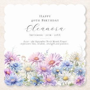 Dessous-de-verre En Papier Fleur de naissance personnalisée de septembre pour