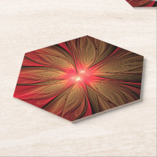 Dessous-de-verre En Papier Fleur fractale de fansy rouge