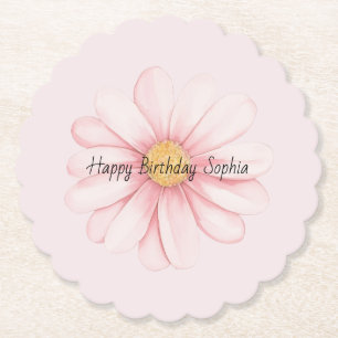 Dessous-de-verre En Papier Fleur Rose Pâle Anniversaire