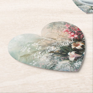 Dessous-de-verre En Papier Fleur tropicale rose et blanc