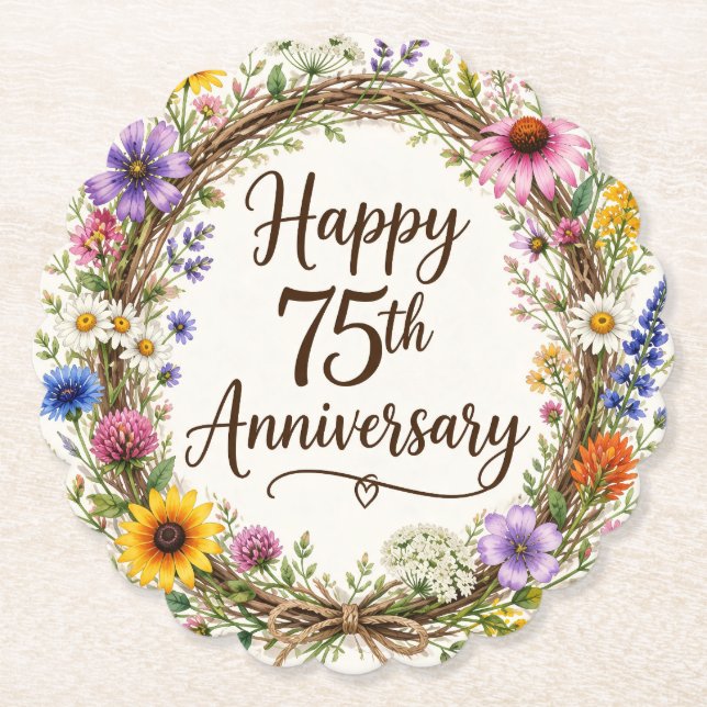 Dessous-de-verre En Papier Fleurs 75e anniversaire (Devant)