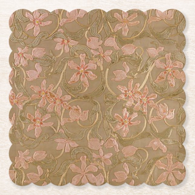 Dessous-de-verre En Papier Fleurs antiques (Options de forme) - (Devant)