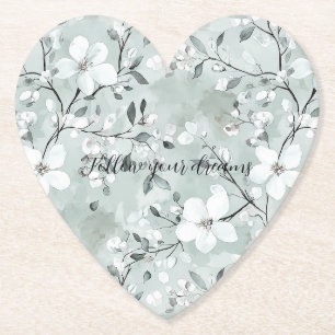 Dessous-de-verre En Papier Fleurs blanches gris chic