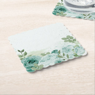 Dessous-de-verre En Papier fleurs bleues romantiques verdure