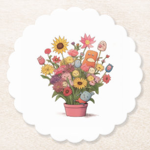 Dessous-de-verre En Papier Fleurs, bouquet, pot de fleurs