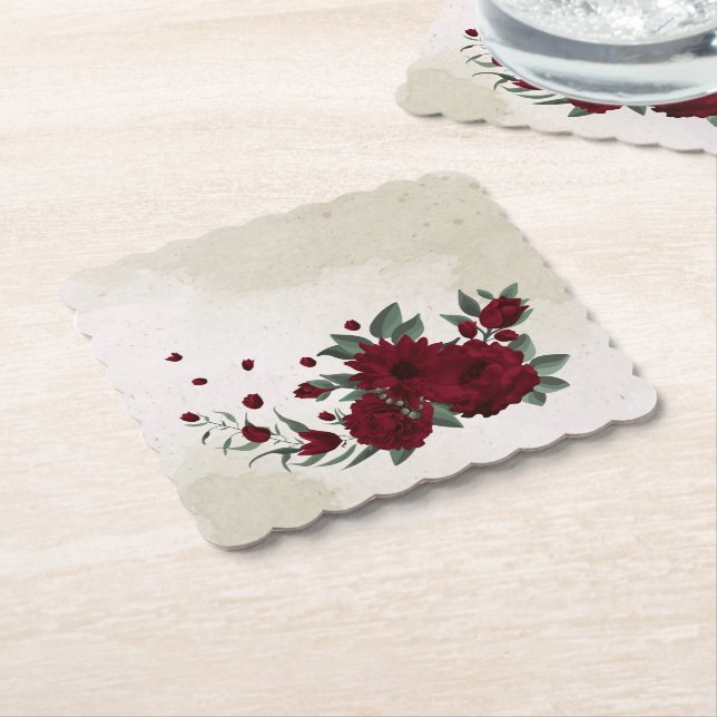 Dessous-de-verre En Papier Fleurs bourguignonnes verdure (Incliné)