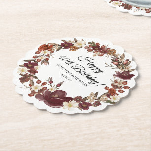 Dessous-de-verre En Papier Fleurs d'automne bordeaux mauve 40e anniversaire