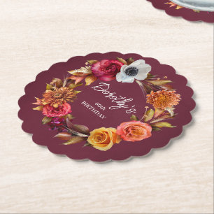 Dessous-de-verre En Papier Fleurs d'automne Bourgogne Ton Terre 60e Anniversa