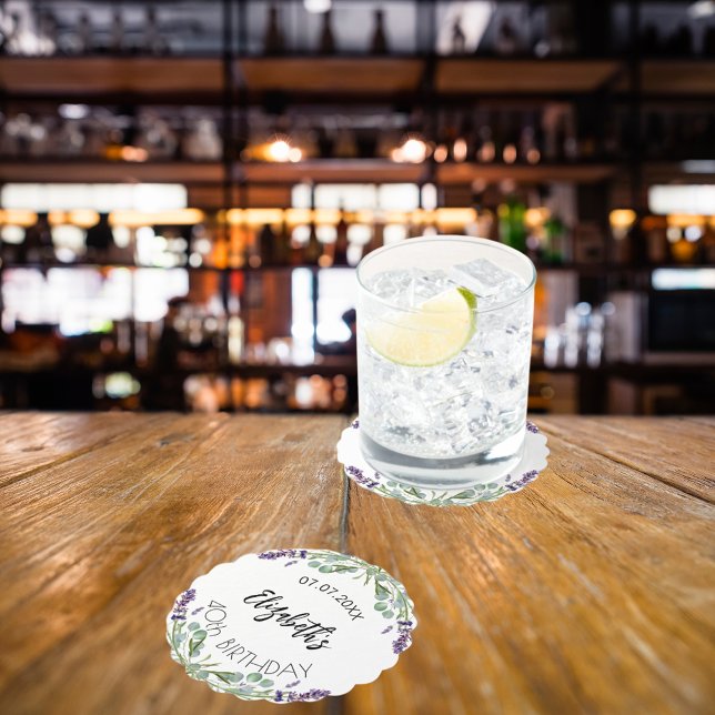 Dessous-de-verre En Papier Fleurs de lavande d'anniversaire eucalyptus verdur (Créateur téléchargé)