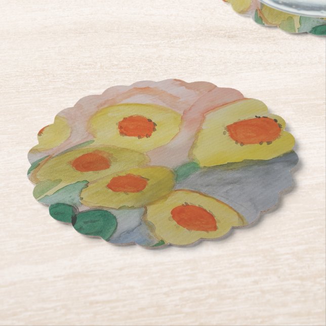 Dessous-de-verre En Papier Fleurs de soleil Abstraites (Incliné)