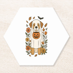 Dessous-de-verre En Papier Fleurs d'hiver du Labrador d'Halloween