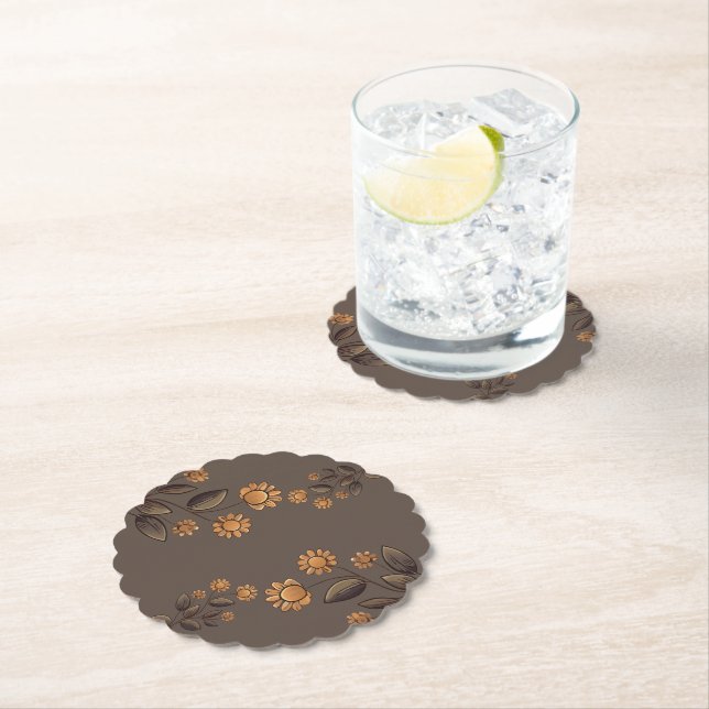 Dessous-de-verre En Papier Fleurs d'or (En situation)