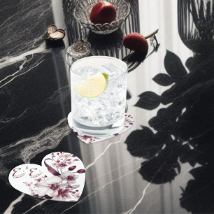 Dessous-de-verre En Papier Fleurs d'orchidées blanches et magenta personnalis