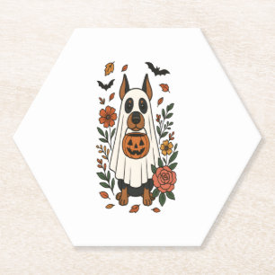 Dessous-de-verre En Papier Fleurs Halloween Doberman Pinscher
