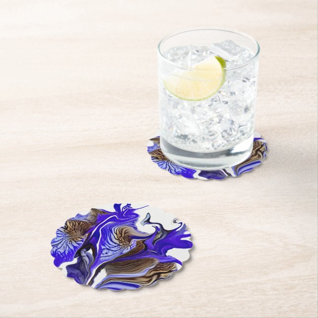Dessous-de-verre En Papier Fleurs Iris Violets (En situation)