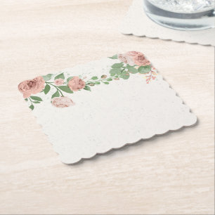 Dessous-de-verre En Papier fleurs roses et feuilles en papier de couleur rose