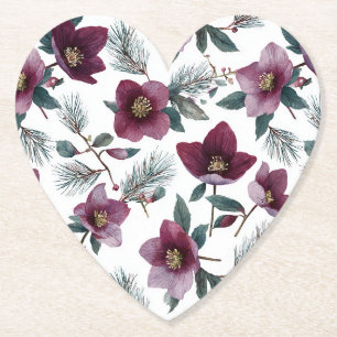 Dessous-de-verre En Papier Fleurs Rouge Bourgogne
